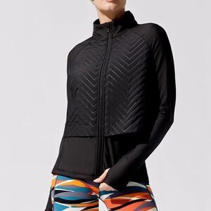 NEW Sweaty Betty Fast Track Layered Longline Black Jacket Sz S